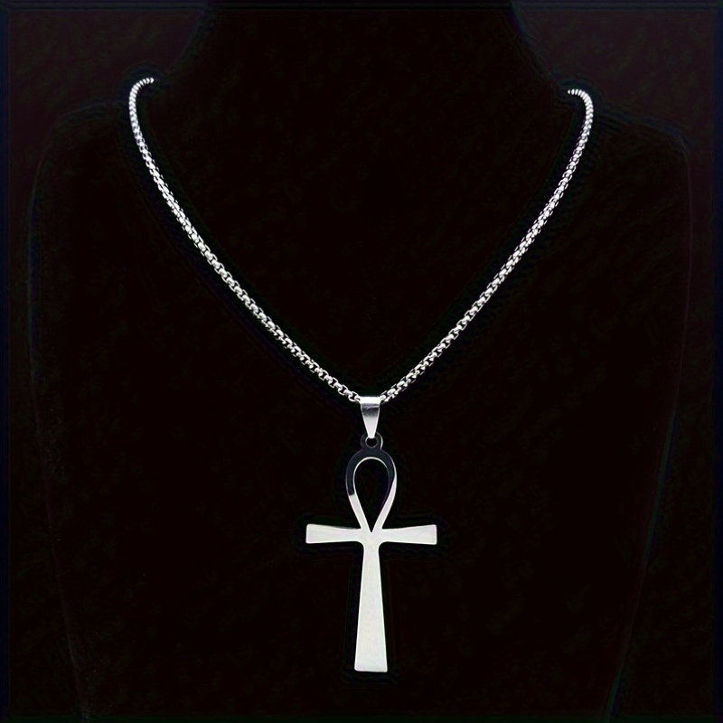 Stainless Steel Ankh Cross Pendant Necklace
