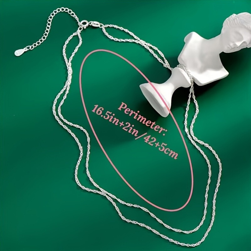 5pcs S925 Sterling Silver Water Ripple Chain Necklace Set