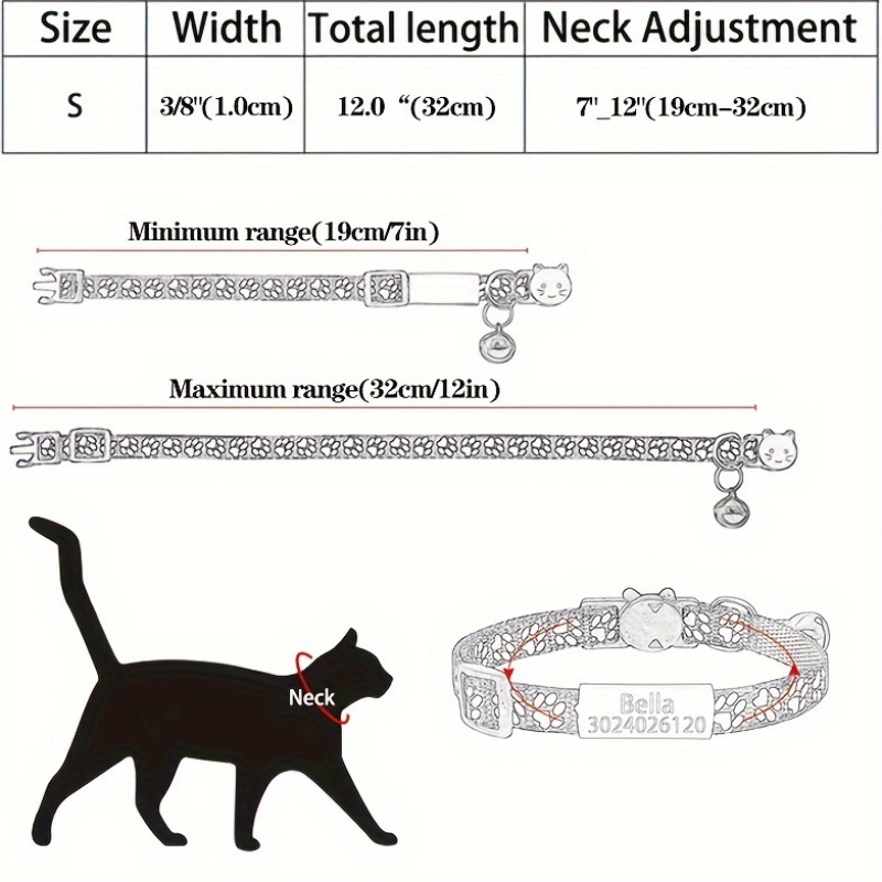 Custom Heart Palm Print Reflective Pet Collar with Safety Buckle