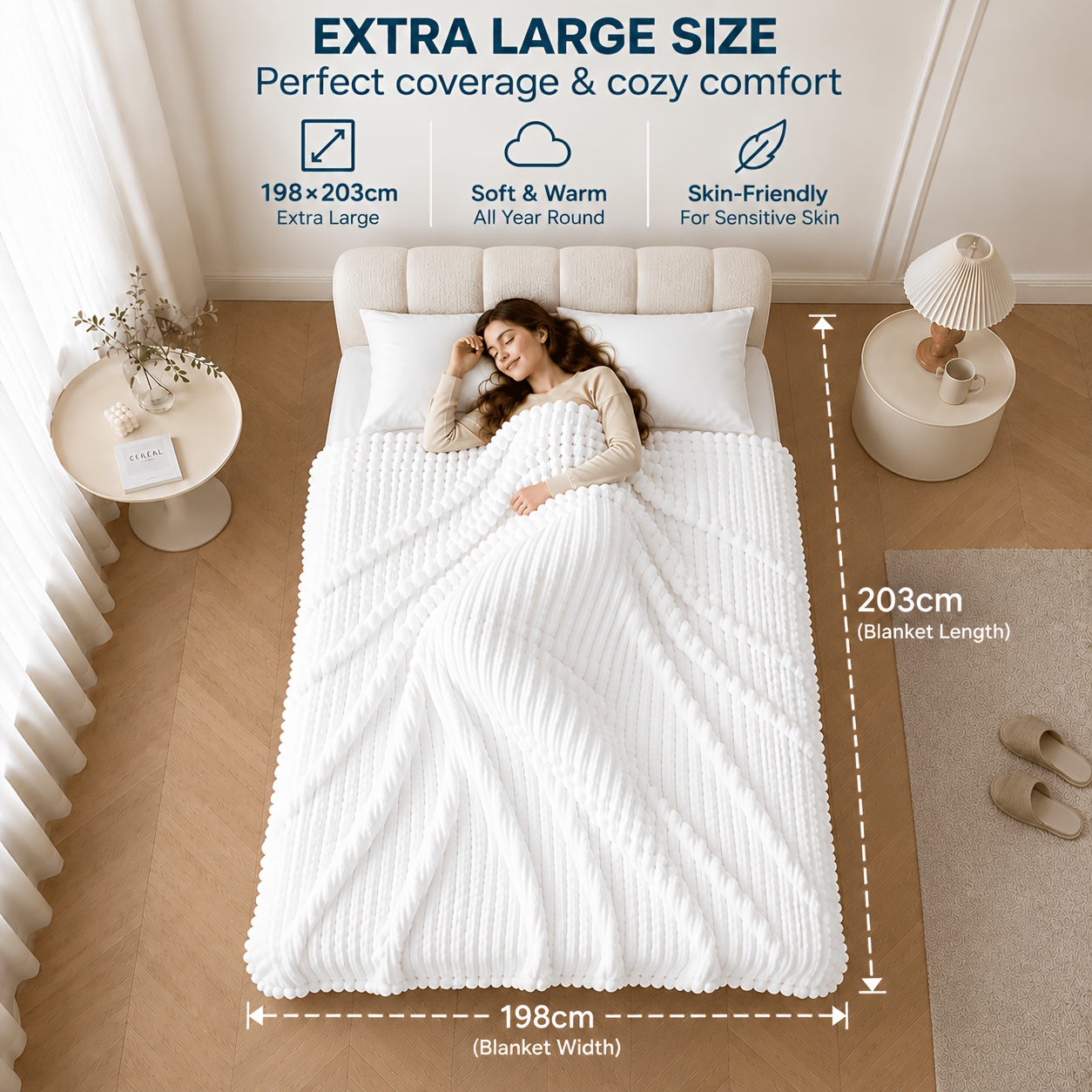 TEMU Thick, Luxurious Flannel Faux Rabbit Fur Blanket, Nordic Style--warm And Comfortable, , Machine Washable, Suitable For Use As A Bedspread, Nap