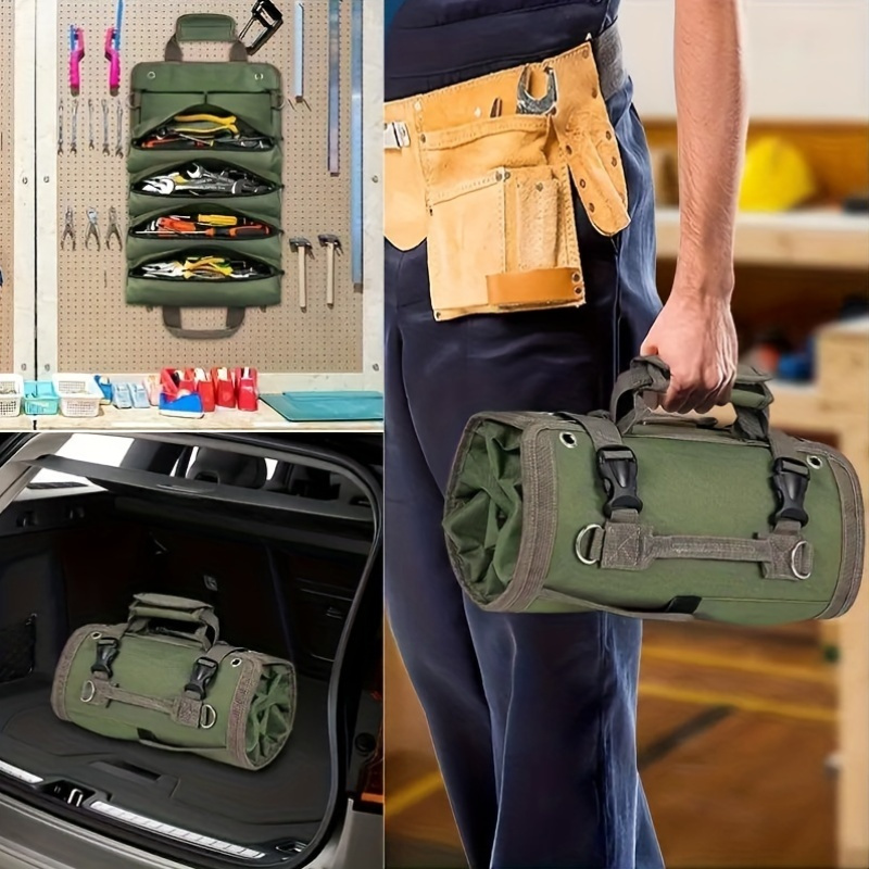 

1pc, - Roll-up Tool Bag, For , Electricians, Woodworkers, And , Portable, , -, , Ppe , , Non-electrical, 900d Pu Cloth