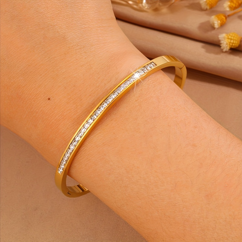 3pcs Fashion Stainless Steel Bangle Set, Stylish