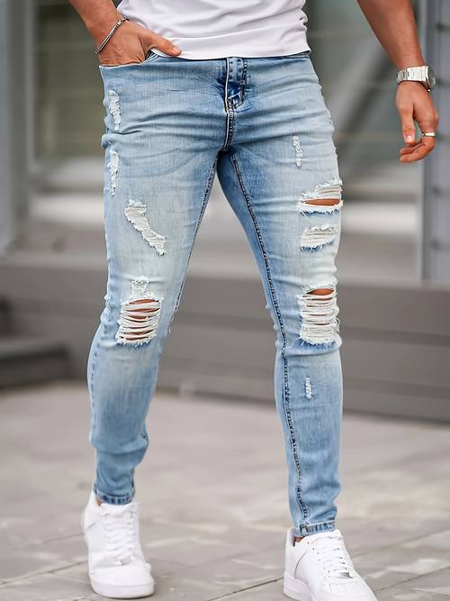 mens distressed skinny jeans