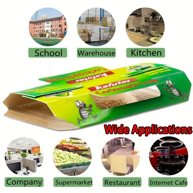 30pcs 25pcs 15pcs 5pcs cockroach traps indoor sticky paper cardboard cockroach house common for kitchen dining room warehouse etc suitable for cockroaches ants   and   crawling pests indoor use no electricity required Product details 6