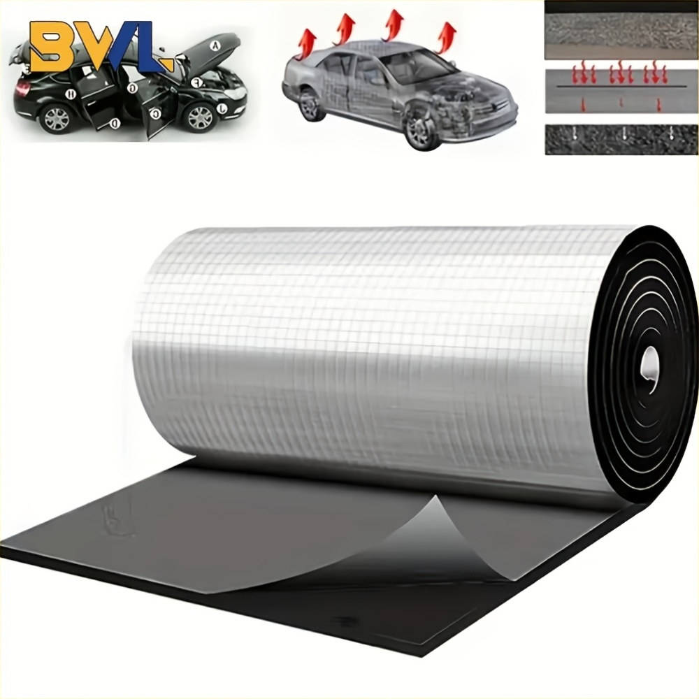 TEMU 200.0cm Aluminum Foil Thermal And Sound Insulation Pad, 5mm Thick, Trimmable Noise Reduction Mat, -one Thermal And Vibration Isolation Material