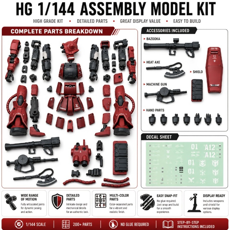 1/144 Scale Mecha Model Kit, Detailed Assembly