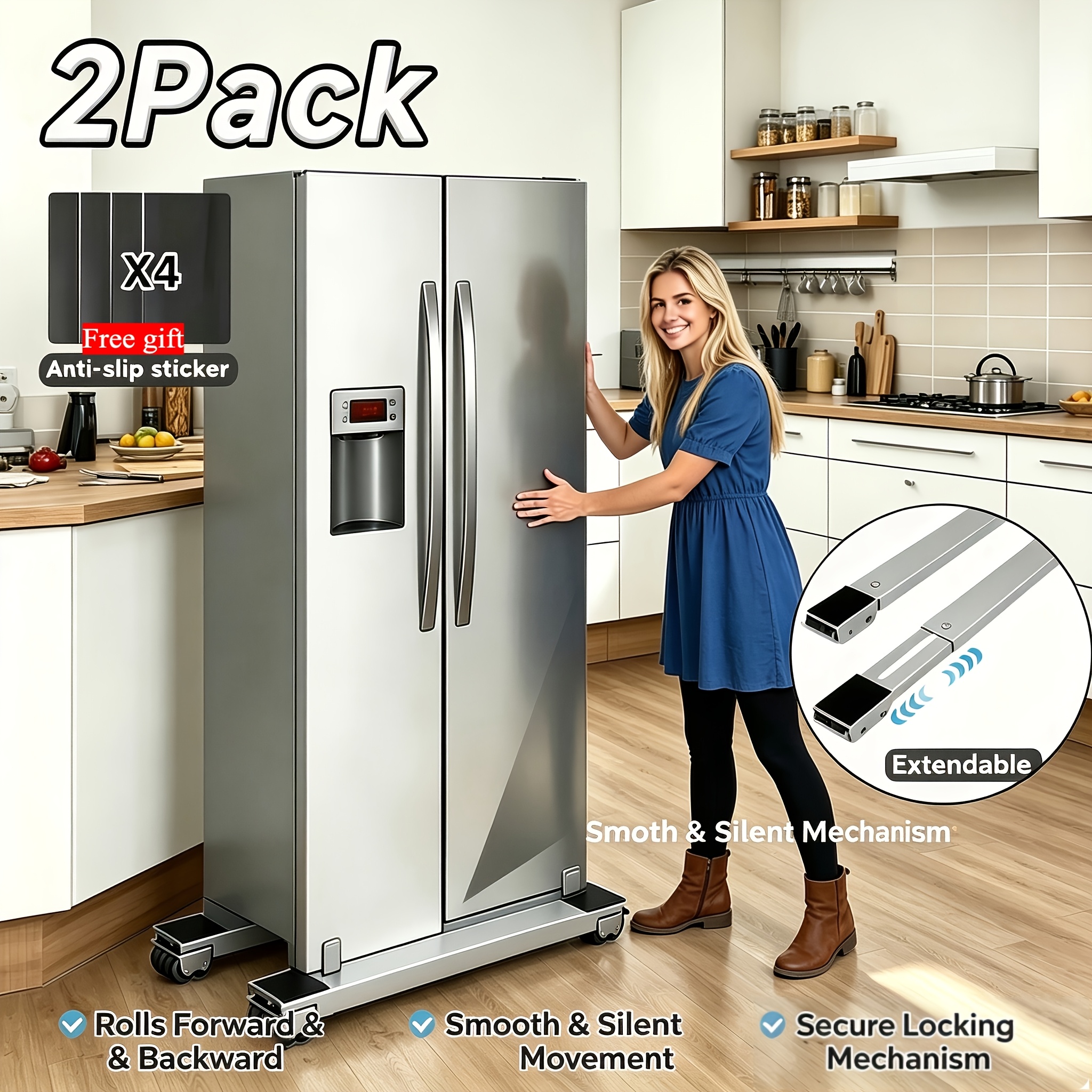 sturdy solution for moving appliances adjustable height base for refrigerator washer up to 800 lbs load capacity with 24 silent casters and locking mechanism expandable stand ideal for moving