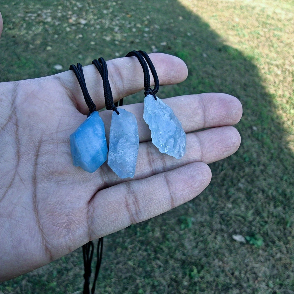 Handmade Blue Aquamarine Quartz Pendant Necklace