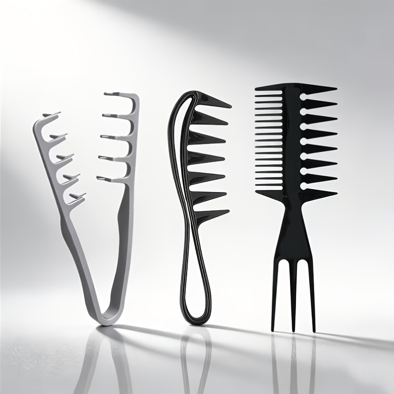 3pcs Hair Styling Textured Comb Set, Wide-tooth Comb, Suitable For Men's Hairstyles And Updos, Adds Volume At The , Portable And Travel-friendly