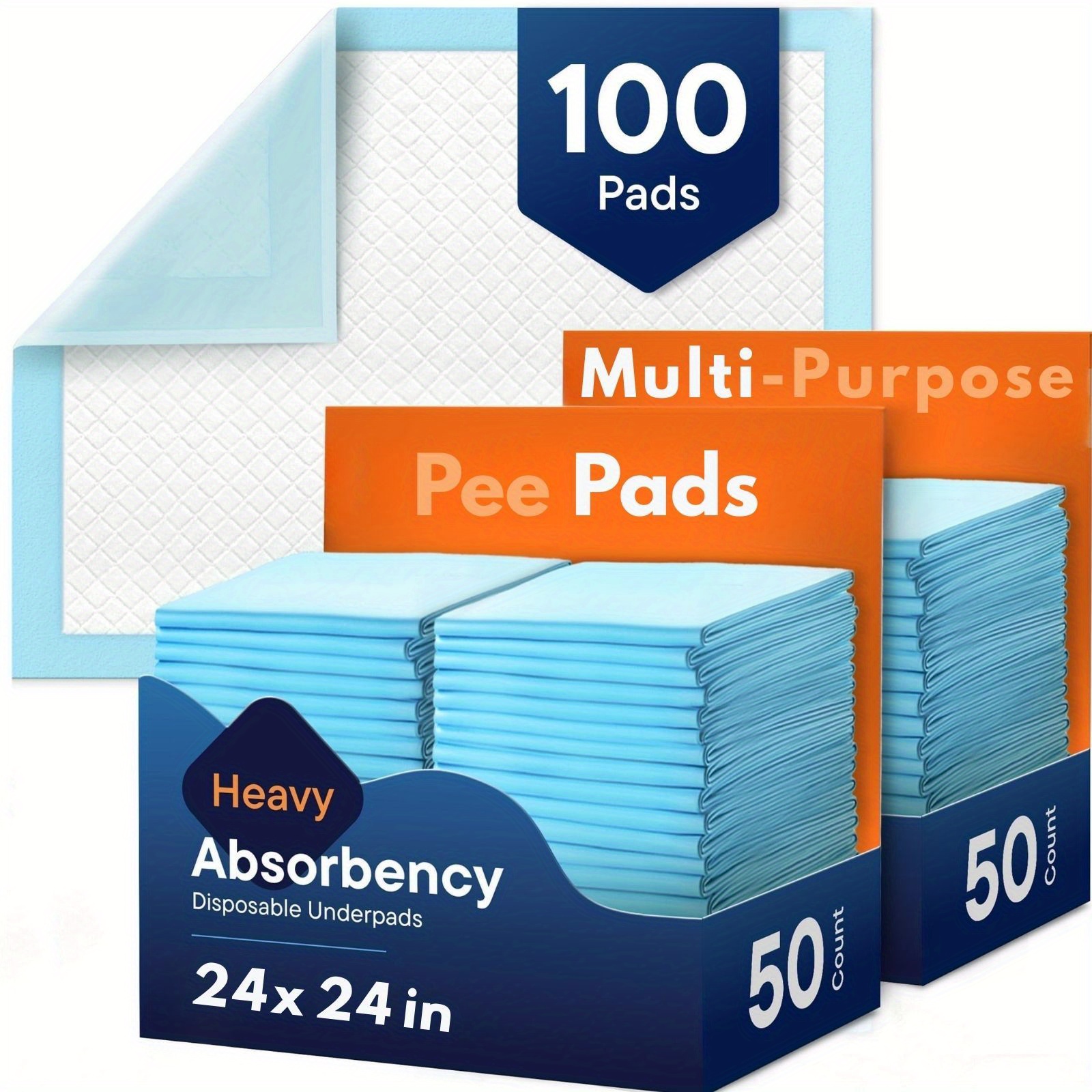 100 count super absorbent disposable   leakproof quick   for pets   thickened 4lbs extra large 24 x24 changing mats for diaper   potty training