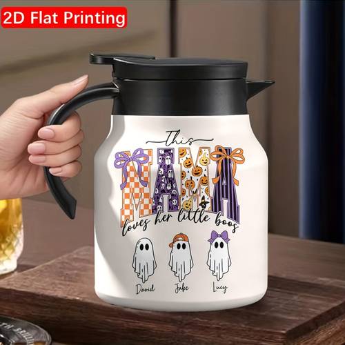 1pc 34oz stainless steel insulated outdoors camping tea pots 2d flat printing with ghost pattern leak proof premium gift