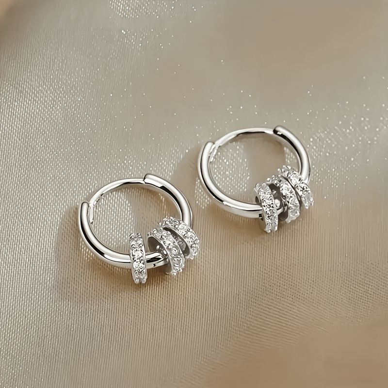 TEMU A Pair Of Mini Wrapped Zirconia Hoop Earrings, Light Luxury And Exquisite Design, The Earlobe, Suitable For Daily Commute/ Dating/ Travel, Niche