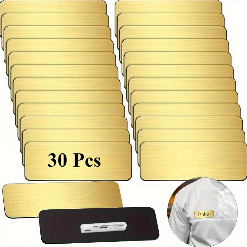 30pcs engraved name tags with pin 1 x 3 blank name tags badges diy id badge engraved label pin for office retail stores employee workers