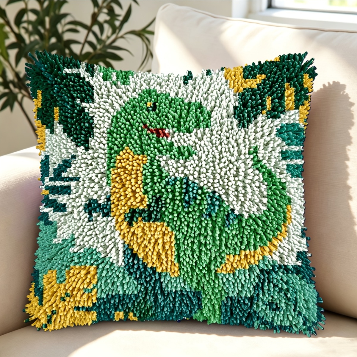 Latch Hook Kit with Cartoon Dinosaurs Printed Pattern