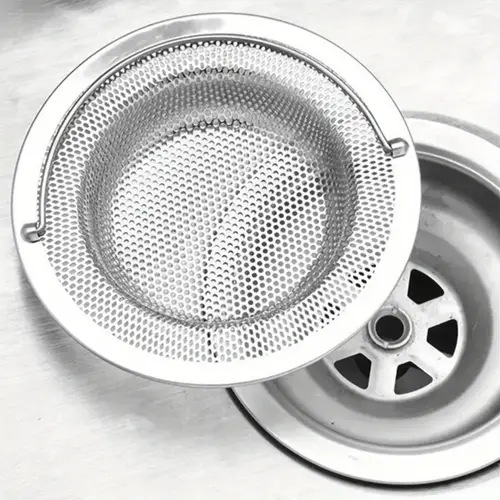 a stainless steel sink strainer with a handle rust resistant and clog proof mesh filter suitable for kitchen and bathroom sinks made of 201 stainless steel effortlessly prevents blockages ideal for draining vegetable and fruit scraps 11 installation parts for kitchen sinks