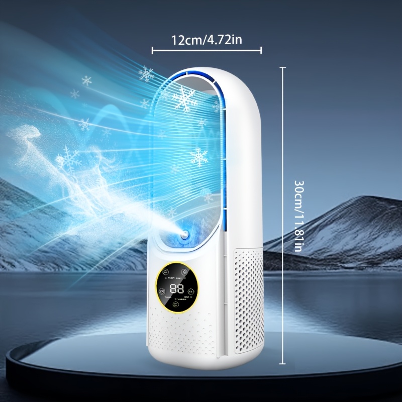leafless portable air conditioner fan safe and   with bladeless design six speed quiet cool fan 1 6 hour timer shutoff built in humidification   and ice compatible suitable for bedroom room office tent