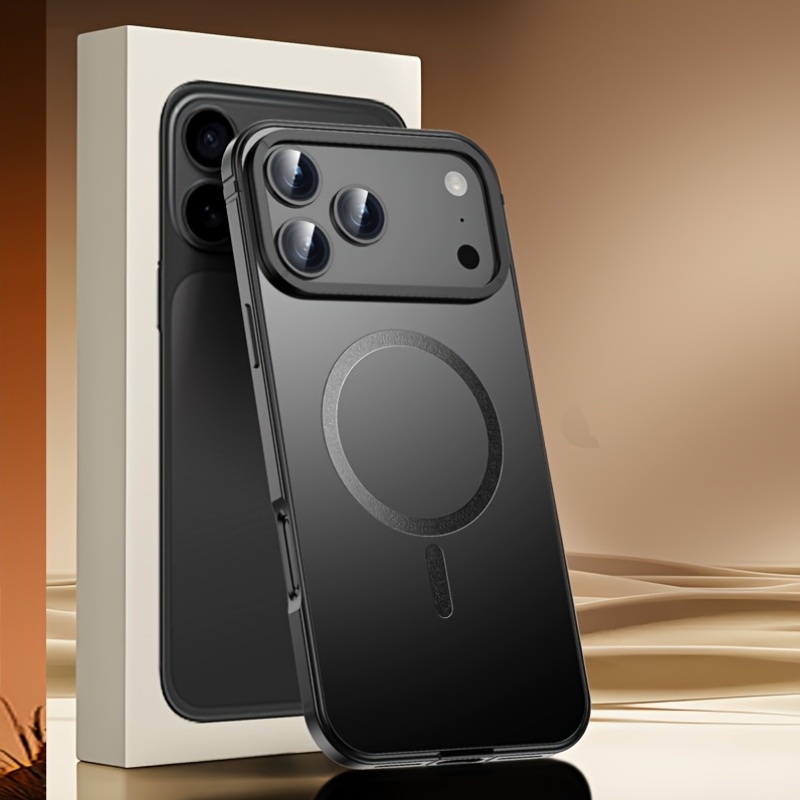 phone case aluminum alloy texture magnetic phone case with built in lens protection high end and elegant suitable for iphone   pro 17 pro max