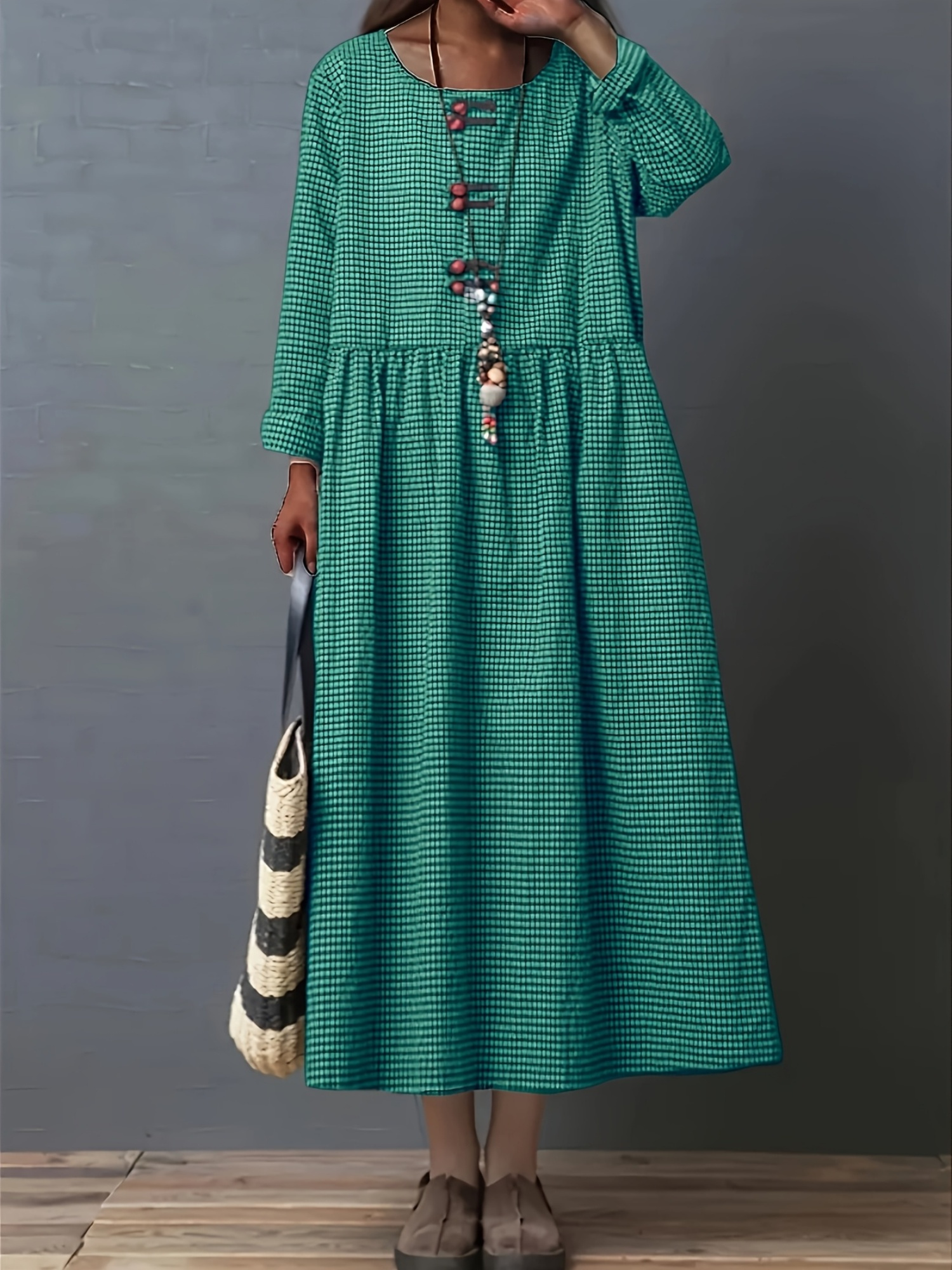 plus size plus size plus size dress casual long sleeve - Temu