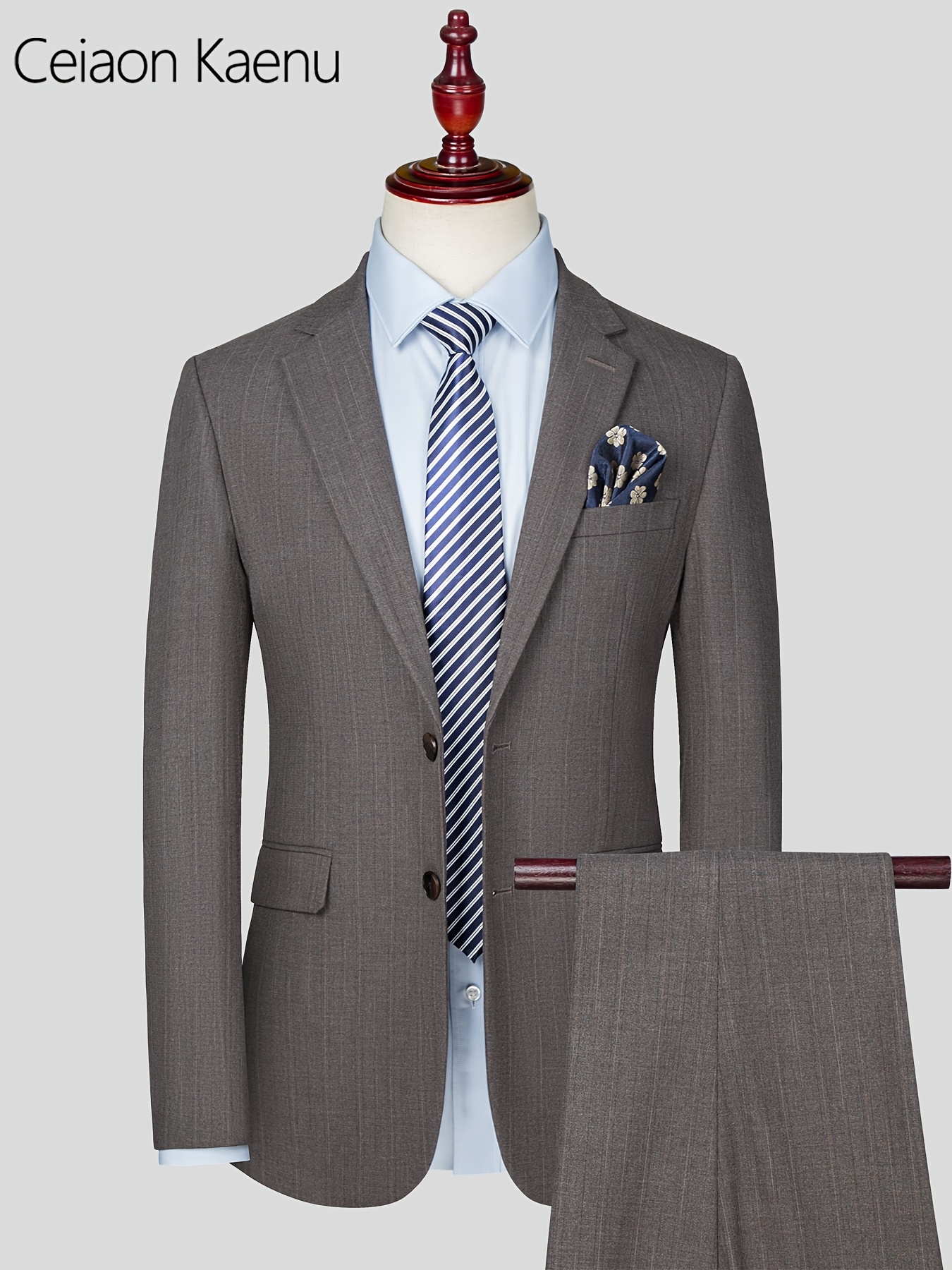 mens fit business casual suit striped pants set Temu United Kingdom