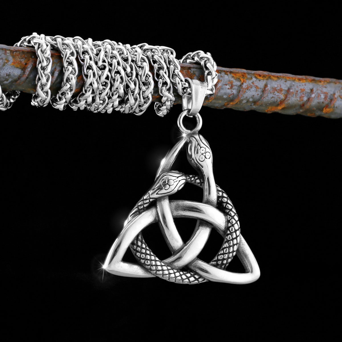 Retro Cobra Charm Necklace, Urban Style Stainless Steel Design