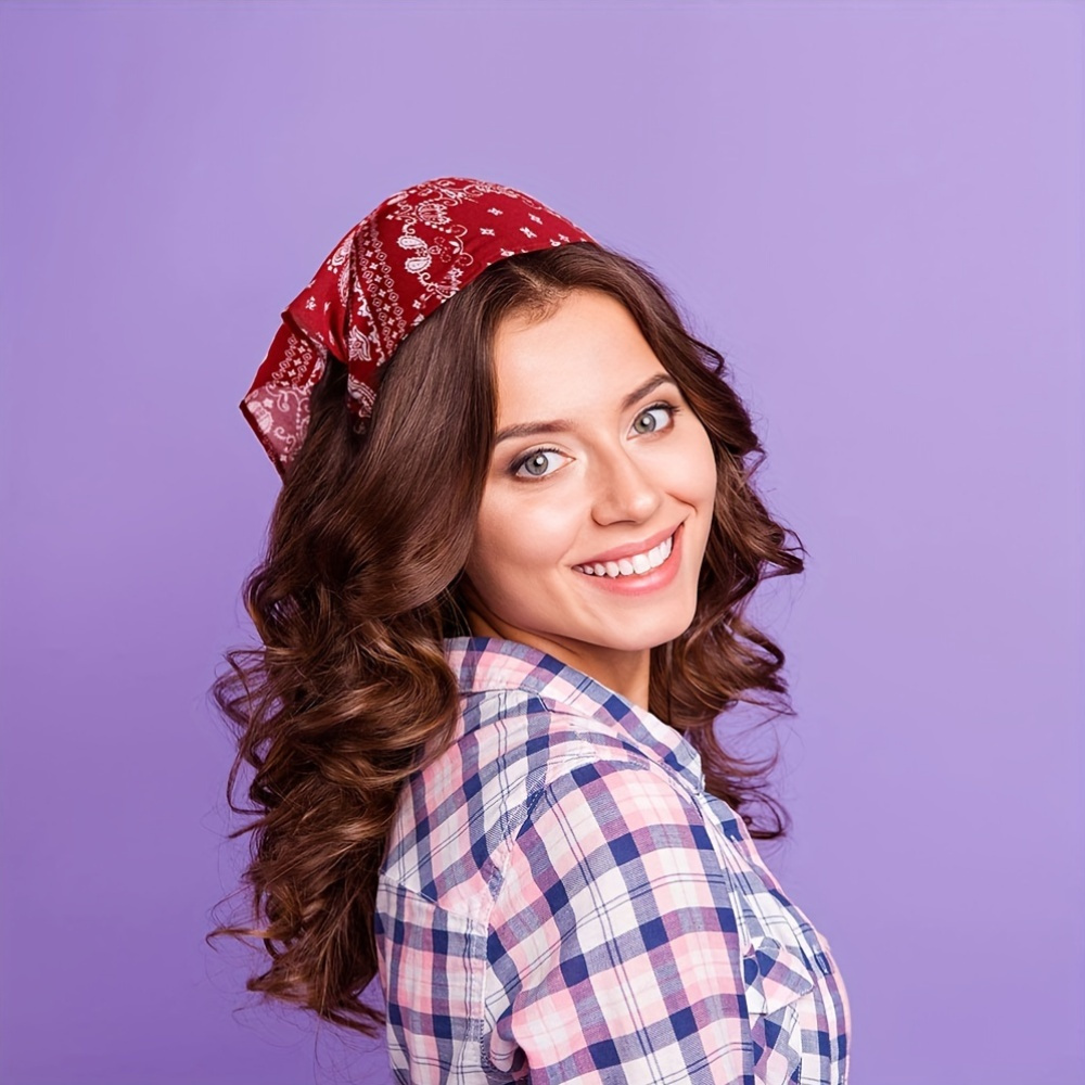 1pc floral elastic hair scarf headband chiffon head - Temu display picture 2