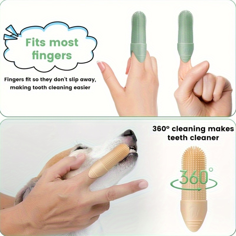 escova de dentes para dedos de cão, versão     peças, conjunto de escova de dentes de dedo de silicone   adequado para cães e gatos (cor  ), sem bateria Detalhes do produto 4