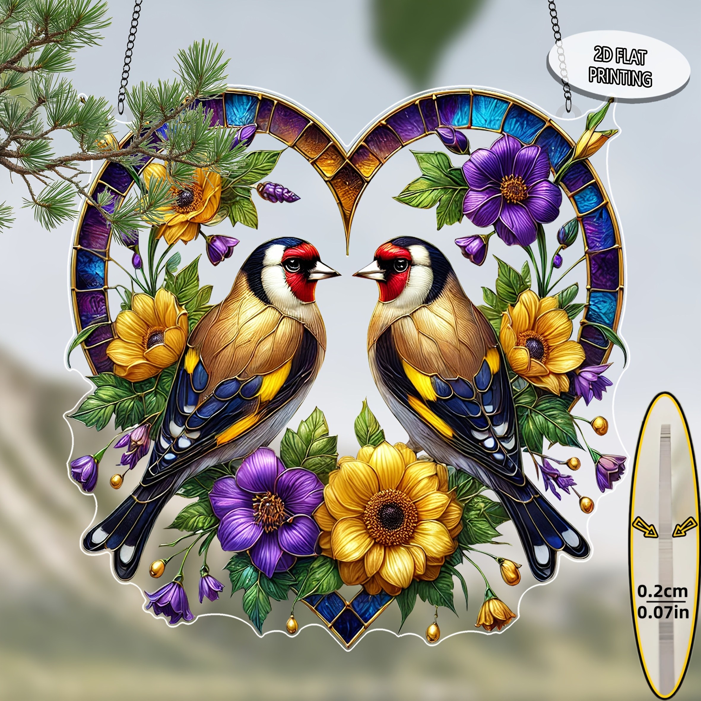 Image of 2d Flat - A 2d Acrylic Bird-shaped Sun For Hanging In Windows, To For My Brother, Featuring Animal And Bird Decorations. It Makes A Perfect Housewarming Gift For , , Bedrooms, Offices, Home Decor