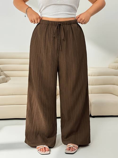 plus size plus size plus size womens solid color long pants casual wide leg trousers fs1001
