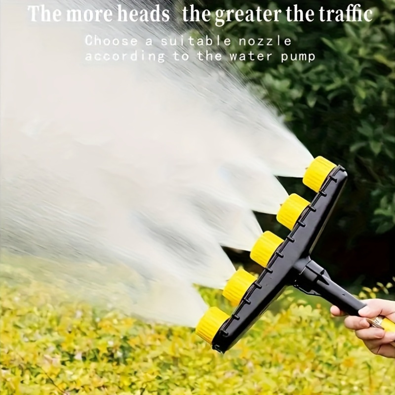 handheld 5 head garden sprayer with multiple nozzles plastic watering sprinkler for flower and vegetable gardening with 1 inch 1 2 inch adapter included multipurpose plastic sprayer components details 4