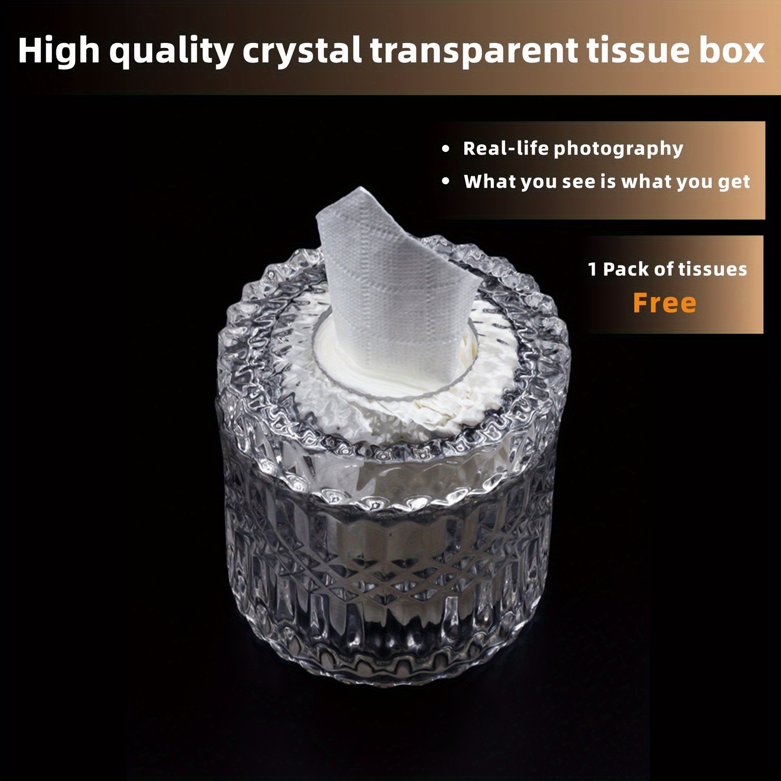 1pc crystal glass tissue box holder modern diamond cut luxury texture transparent with lid easy to   for home   office desktop decor festive gift item modern decor item crystal glass box Product details 4