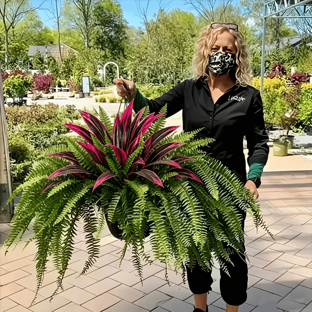 large artificial simulation greenery boston fern and   tree combination outdoor artificial   suitable for outdoor home office garden porch barn decor wedding anniversary holiday easter mothers day st patricks day