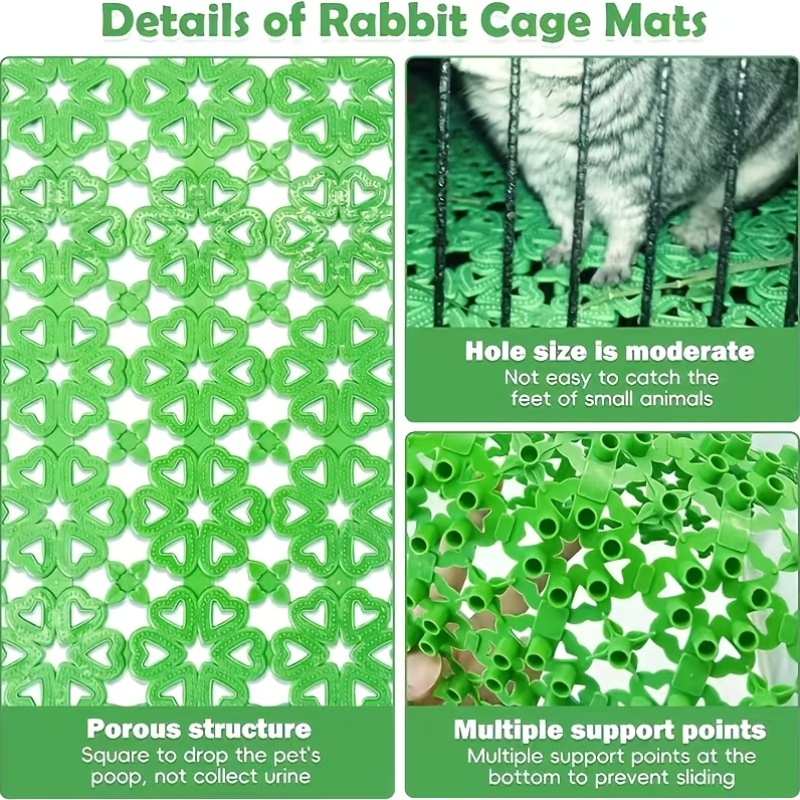 8pcs Interlocking Plastic Cage Mats for Small Pets