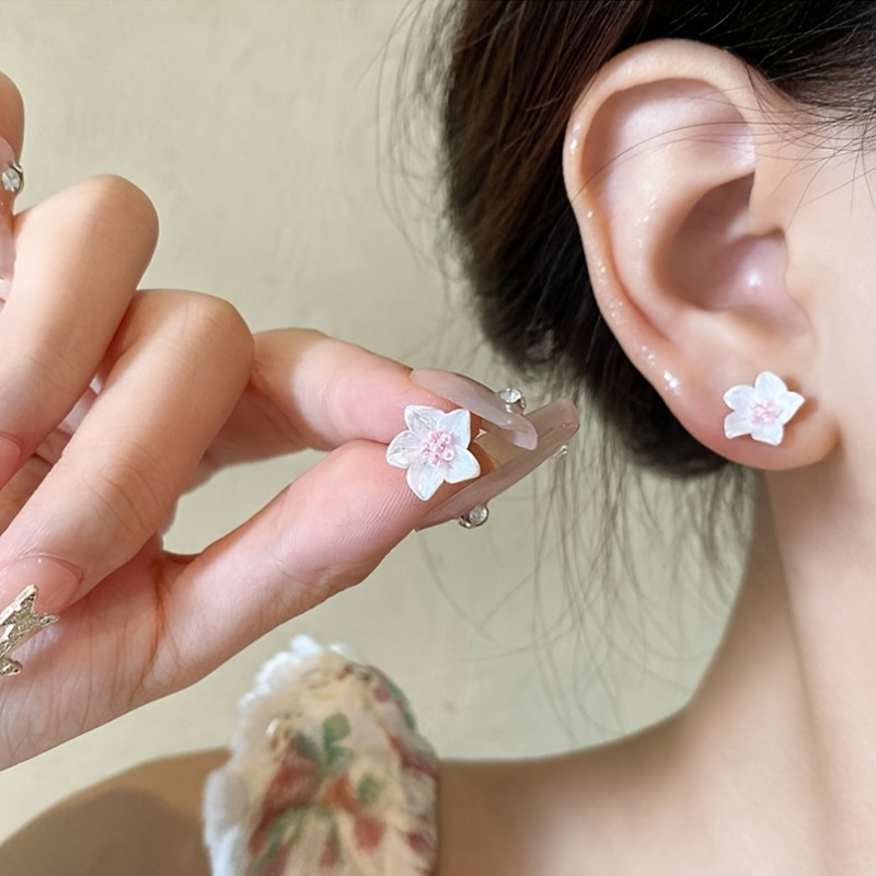 16pcs Camellia Flower Resin Stud Earrings in Box