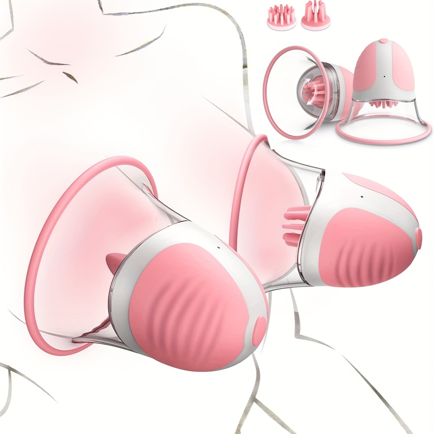 A Pair Of Nipple Suction Sex Toys, Strong Suction Stimulation Massagers And 10 Vibrator Rotation Modes, Rechargeable Adult Toys For Fun For Women And Couples With Three Pairs Of Massage Heads