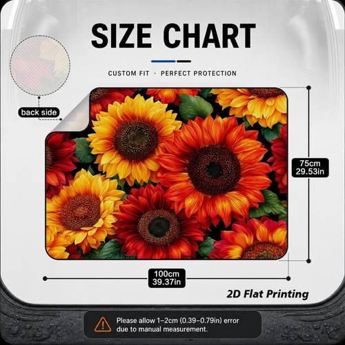 2d flat 1pc thanksgiving blooming red sunflowers car mat exquisite printed personalized car interior for trucks storage vehicle interior additions ideal pick