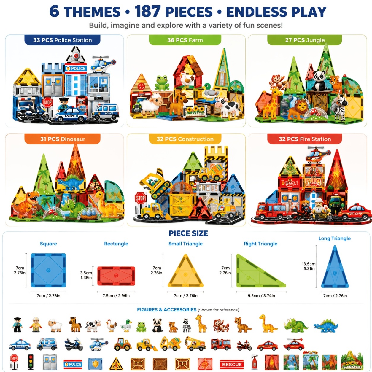 Large Size Magnetic STEM Education Learning Construction Set