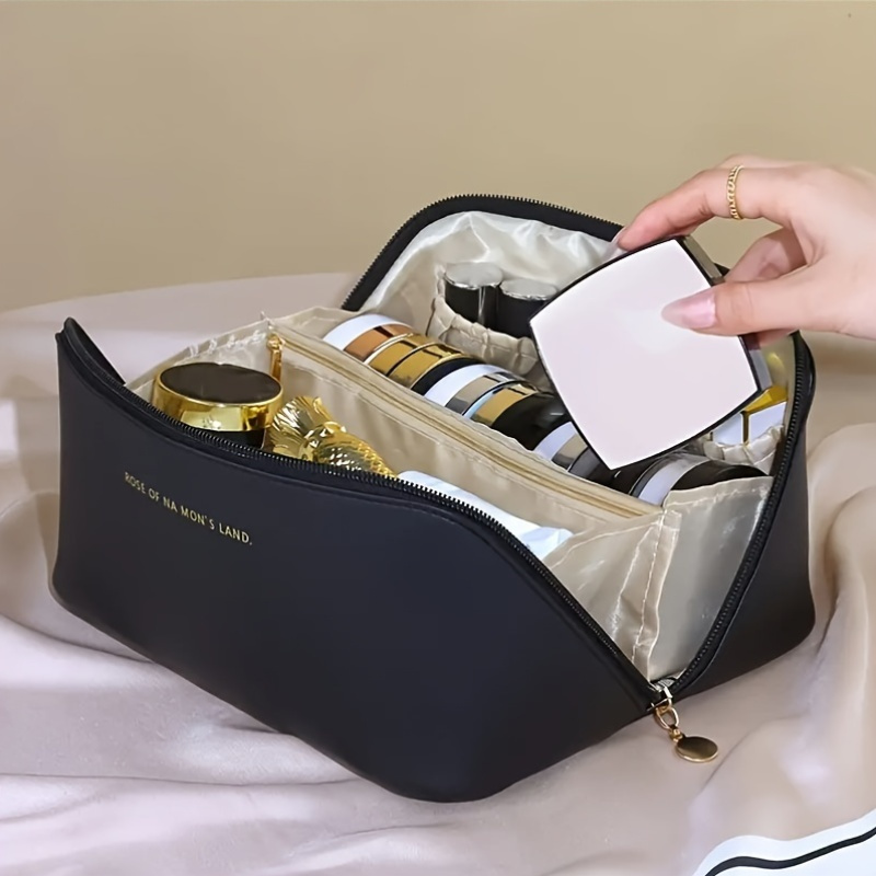 large cosmetic bag double layer makeup case travel makeup bag leather cosmetic pouch travel beauty bag portable makeup bag for and women