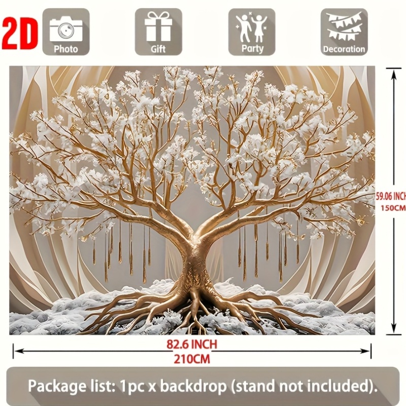 White Tree Of Life Wall Tapestry For Living Room And Party Decor_voghion.com