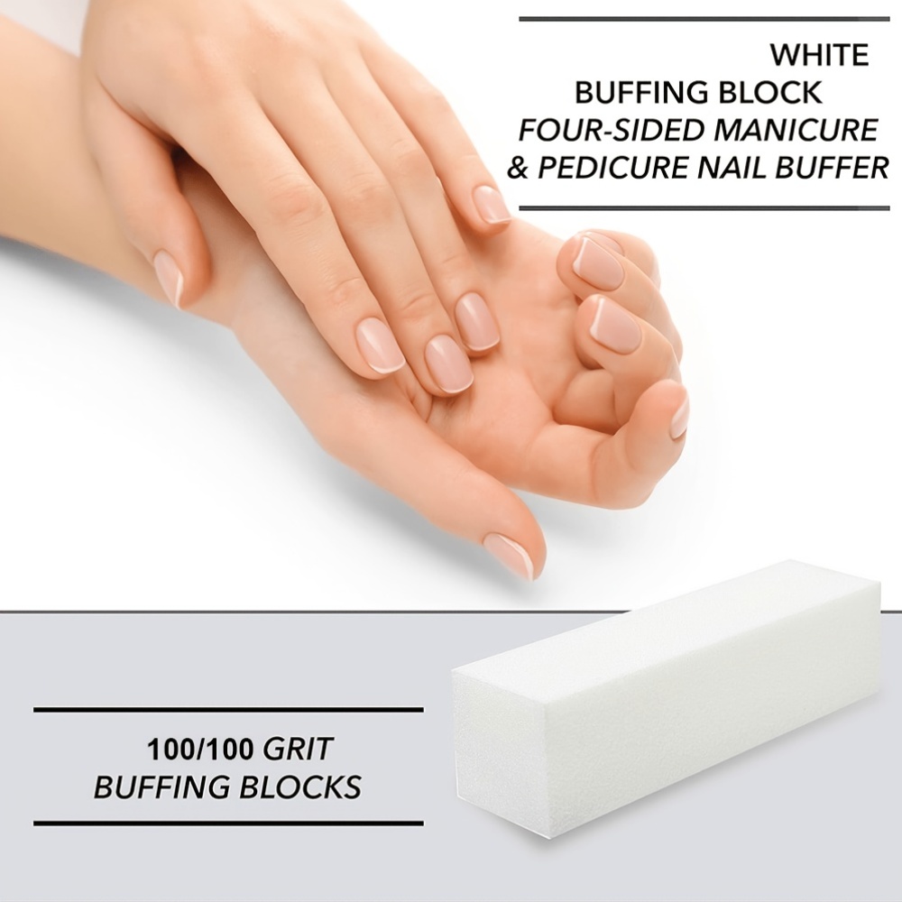 50pcs White Nail Buffer Blocks, 4-Way Sanding Blocks for Manicure