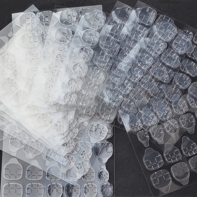 TEMU 864 pièces (36 feuilles) de colle à ongles pour faux ongles à pression, pastilles adhésives gel avec ruban gel gelée en vinyle pour art d'ongles