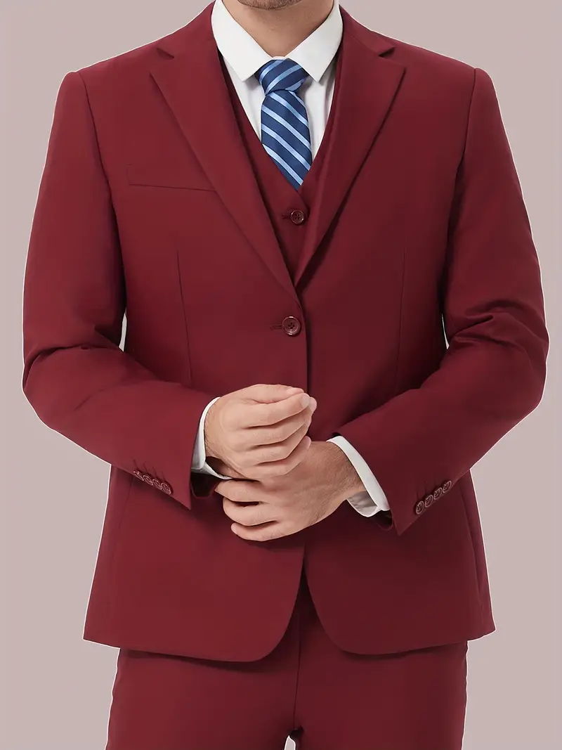 men's business casual suits 3pcs, solid color single row two-button orthodox wedding dress suit three-piece, men's jacket vest trousers office commuting activities occasions - men's clothing - Temu men's business casual suits 3pcs, solid color single row two-button orthodox wedding dress suit three-piece, men's jacket vest trousers office commuting activities occasions - men's clothing - Temu