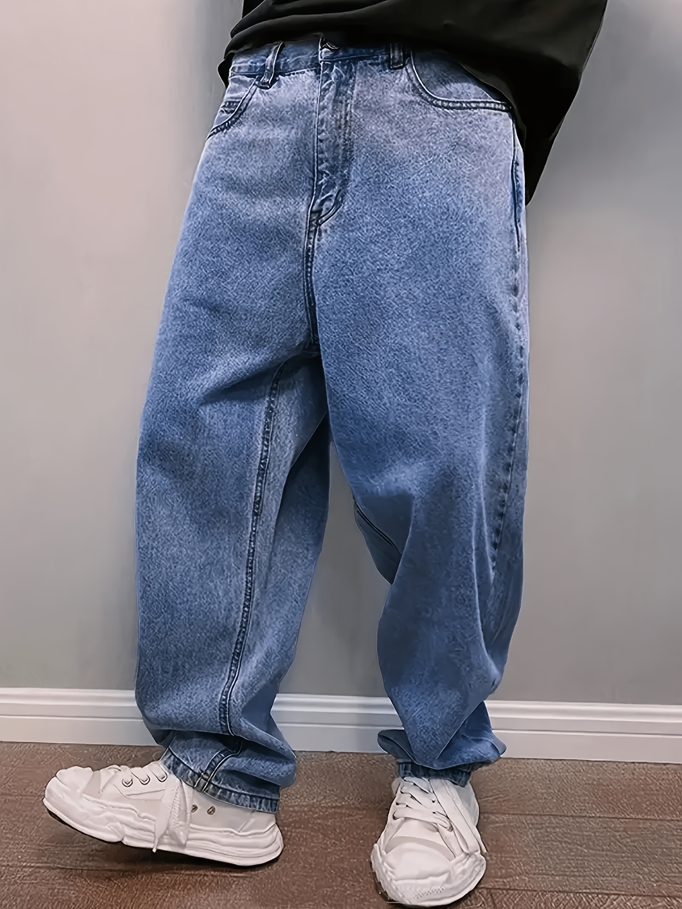 blaue y2k herren jeans, locker geschnitten, streetstyle, athletisch, trendig, lässig, bequem, atmungsaktiv,  -denimhose,   für stadtspaziergänge,  , outdoor-aktivitäten