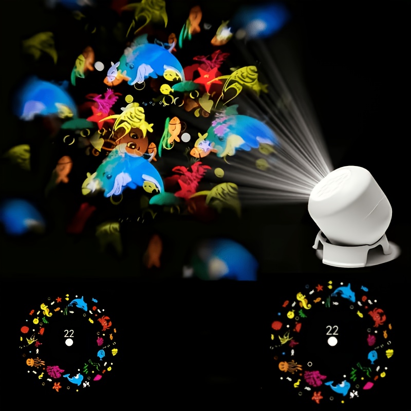 TEMU Projector Light, 360° Rotating Led Ocean Projector Light, Ocean Projector Light, Static/, For Bedrooms, Game Rooms, And ; Back-to-, Labor Day,