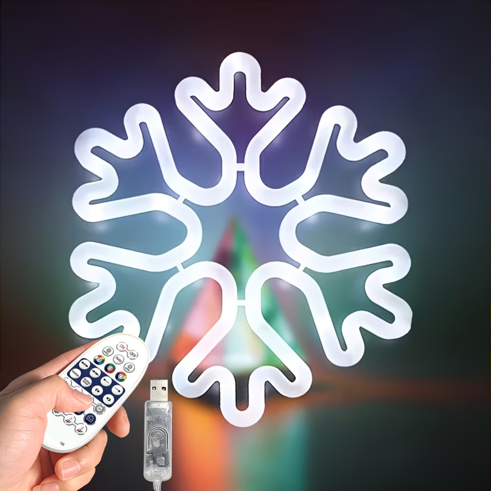 RGB Glowing Snowflake Neon Light, Remote Control