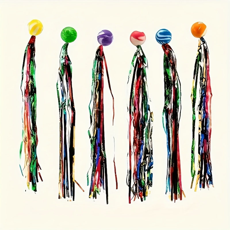 Colorful Elastic Balls with Gold Ribbons for Parent Interaction