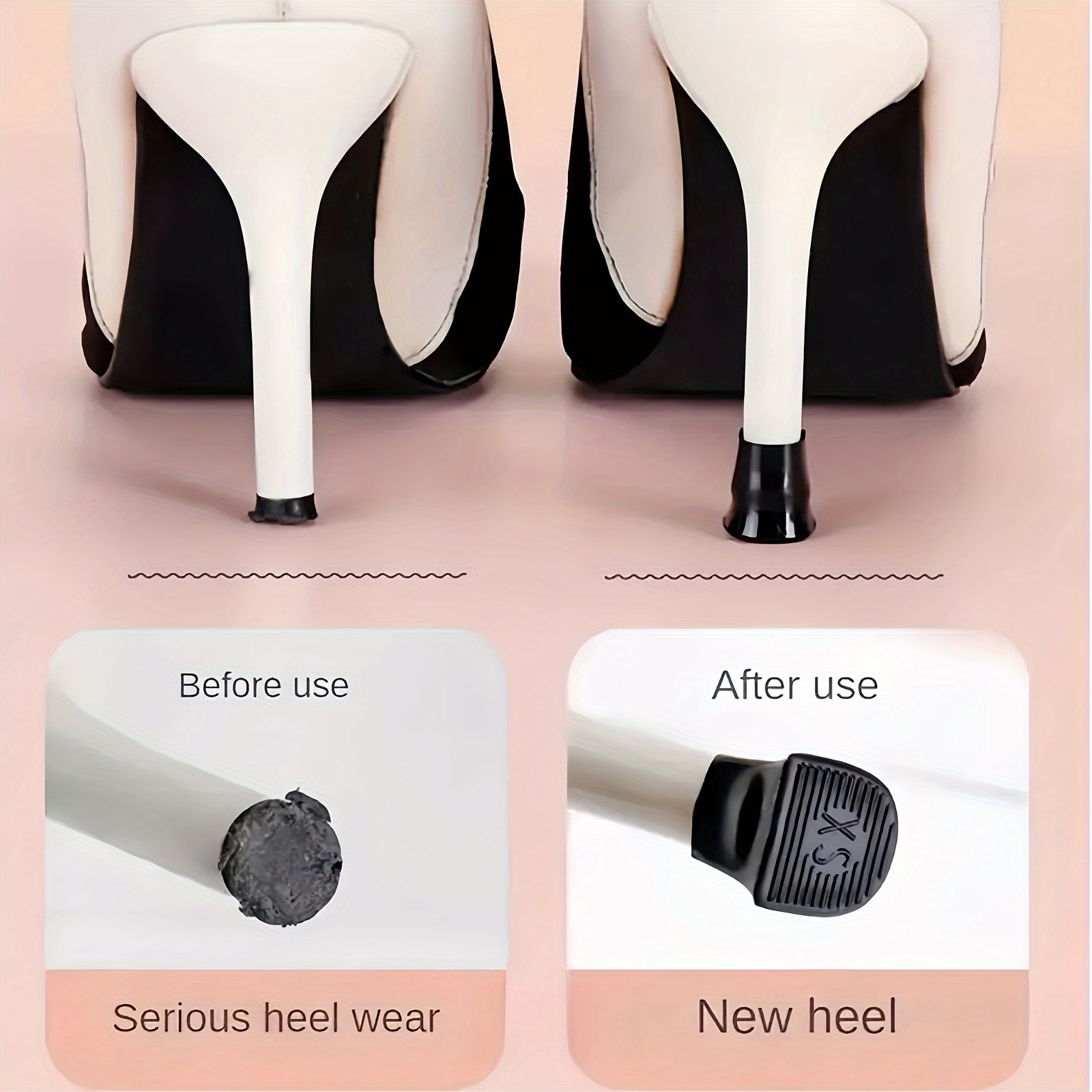 stuks siliconen anti-slip hoge hakbeschermers geluidsdempende pads voor  dikke en ronde reserve teenkap inserts, stijlvol zwart en rood