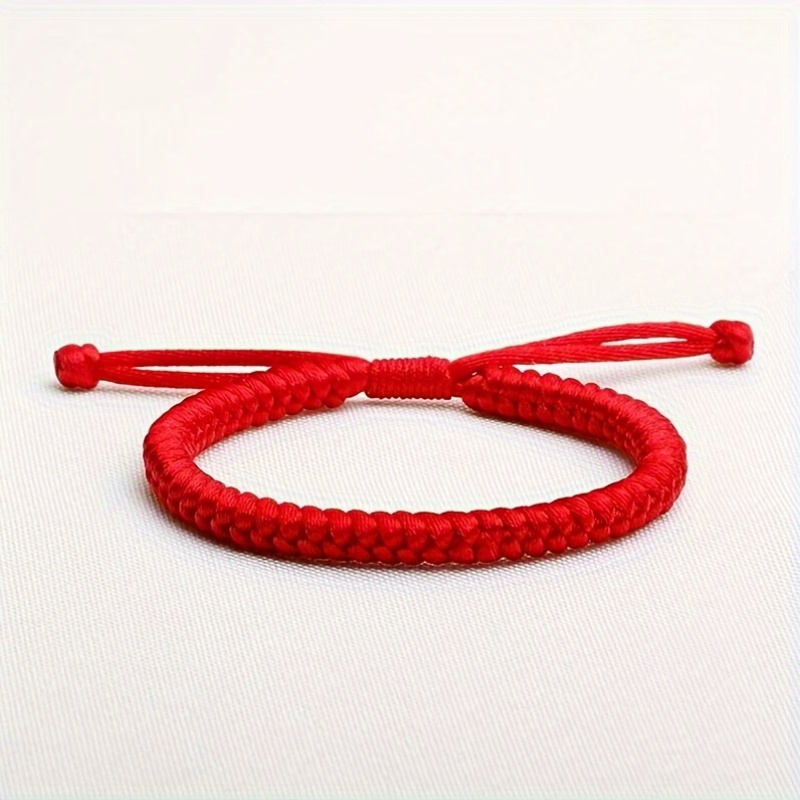 2pcs Red Rope Lucky Knot Bracelets, Handwoven Adjustable