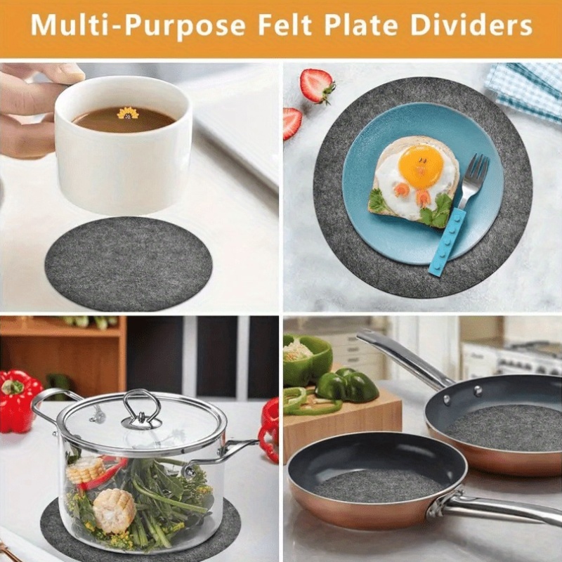 Juego de 3 piezas de ollas para salsa antiadherentes con divisor de plato de fieltro | Adecuado para revestimiento de cerámica con tapa, juego de sartén pequeña con mango aislante, olla de inducción, cuenco grueso de fieltro y almohadilla divisora absorbente para platos - Imagen 9