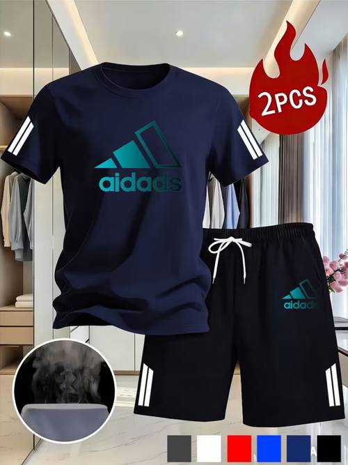 mens short sleeve and shorts set 2026 mens summer polyester mesh breathable short sleeve shorts 2pcs set casual athletic round neck t shirt elastic waist drawstring shorts outfit comfortable quick dry moisture wicking daily home outdoor running fi