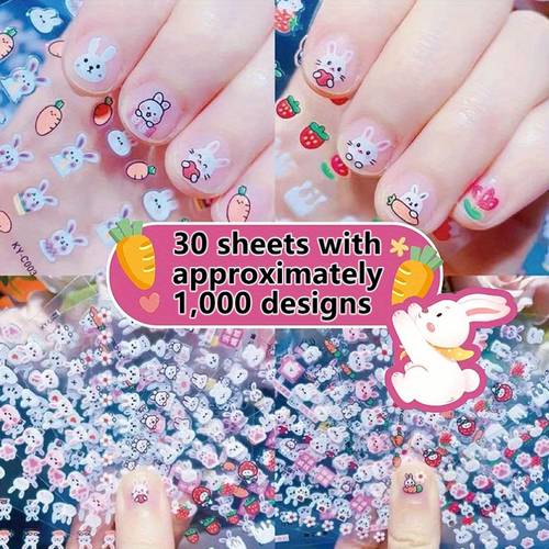of about 1000pcs pattern nail stickers non toxic and luminous cartoon stickers nail stickers removable creative interactive toy stickers